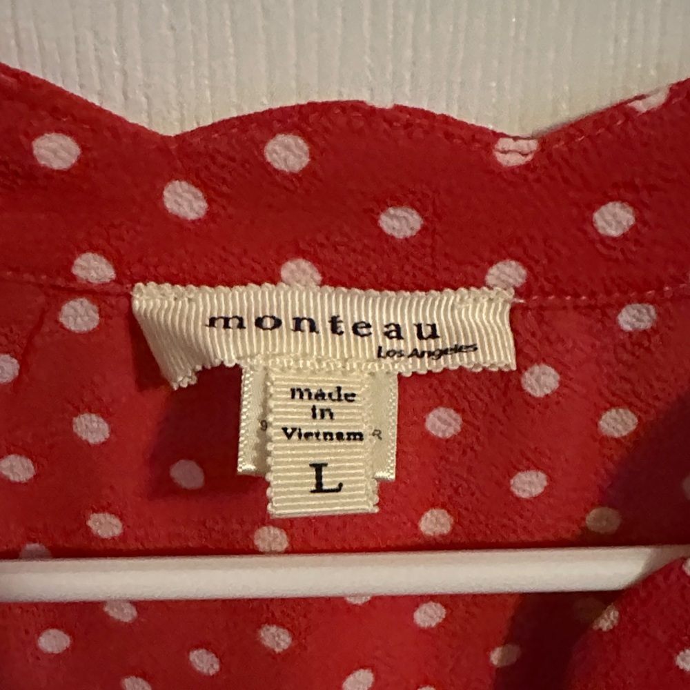 Monteau Red and White Polka Dot Midi Dress
